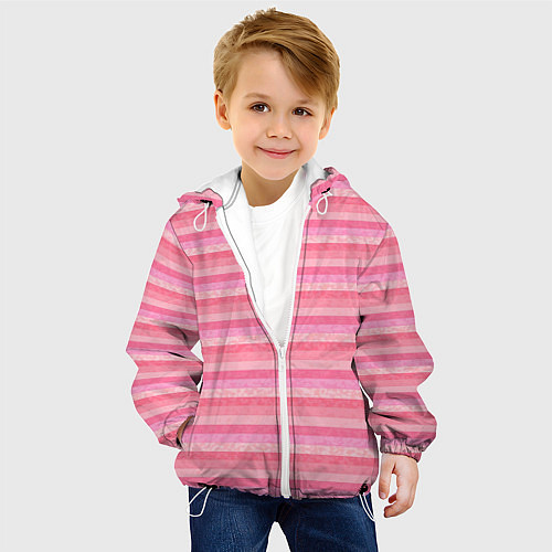 Детская куртка Нежный розовый полосатый / 3D-Белый – фото 4