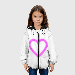 Куртка с капюшоном детская Неоновое сиреневое сердце, цвет: 3D-черный — фото 2