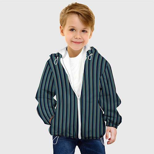 Детская куртка Чёрный в ярко-синюю полоску / 3D-Белый – фото 4