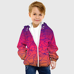 Куртка с капюшоном детская Каракули на градиентном фоне, цвет: 3D-белый — фото 2
