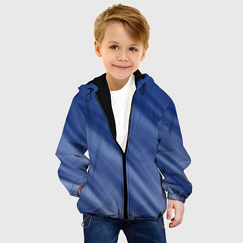 Детская куртка Белые полосы на синем фоне / 3D-Черный – фото 4
