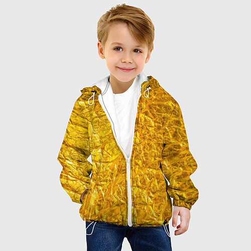Детская куртка Текстура золотой мятой поверхности / 3D-Белый – фото 4