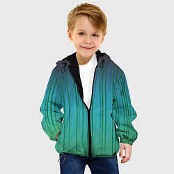 Куртка с капюшоном детская Хаотичные зеленые линии, цвет: 3D-черный — фото 2