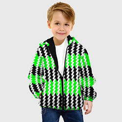 Куртка с капюшоном детская Вертикальные чёрно-зелёные полосы, цвет: 3D-черный — фото 2