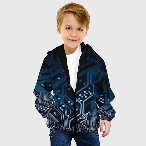 Детская куртка Дорожки платы / 3D-Черный – фото 4