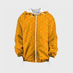 Куртка с капюшоном детская Паттерн из окружностей оранжевый, цвет: 3D-белый