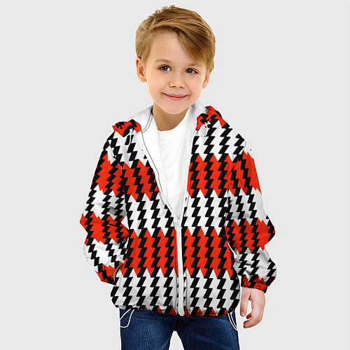 Детская куртка Вертикальные красно-белые полосы / 3D-Белый – фото 4