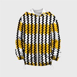 Куртка с капюшоном детская Вертикальные жёлто-белые полосы, цвет: 3D-белый