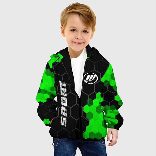 Детская куртка Lifan green sport hexagon / 3D-Черный – фото 4