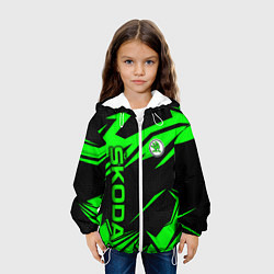 Куртка с капюшоном детская Skoda - green uniform, цвет: 3D-белый — фото 2