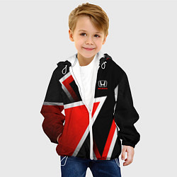 Куртка с капюшоном детская Honda - красные треугольники, цвет: 3D-белый — фото 2