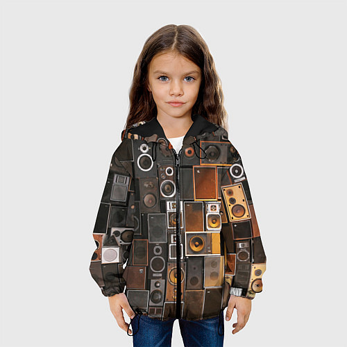 Детская куртка Винтажные колонки / 3D-Черный – фото 3