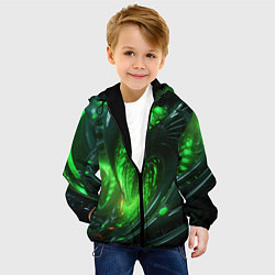 Куртка с капюшоном детская Кислотная зеленая яркая неоновая абстракция, цвет: 3D-черный — фото 2