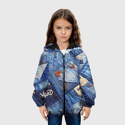 Детская куртка Vanguard jeans patchwork - ai art / 3D-Черный – фото 3