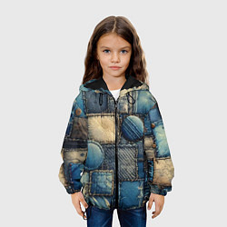 Куртка с капюшоном детская Denim patchwork - ai art, цвет: 3D-черный — фото 2