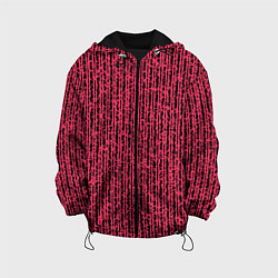 Куртка с капюшоном детская Чёрно-розовый абстрактный полосы, цвет: 3D-черный
