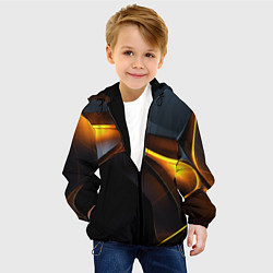 Куртка с капюшоном детская Разлом черных плит и оранжевая лава, цвет: 3D-черный — фото 2