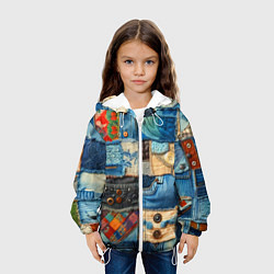 Куртка с капюшоном детская Vanguard denim patchwork - ai art, цвет: 3D-белый — фото 2