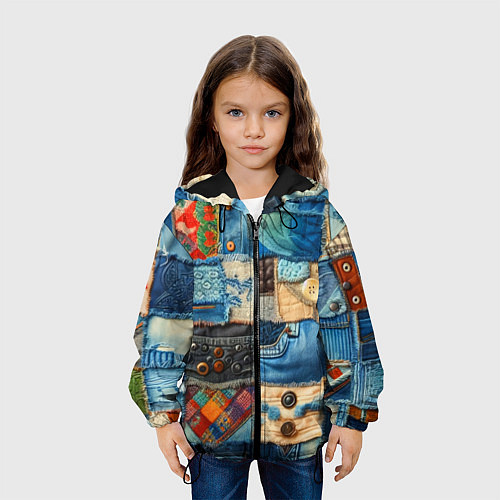 Детская куртка Vanguard denim patchwork - ai art / 3D-Черный – фото 3