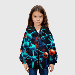 Куртка с капюшоном детская Молекулы под микроскопом, цвет: 3D-черный — фото 2