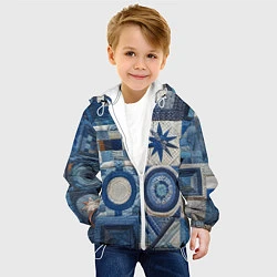 Куртка с капюшоном детская Denim patchwork - ai art, цвет: 3D-белый — фото 2