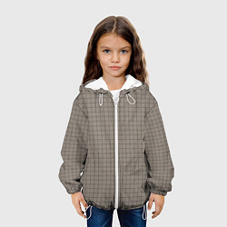 Куртка с капюшоном детская Серый бежевый в клетку, цвет: 3D-белый — фото 2