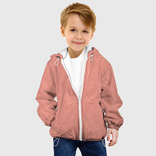 Детская куртка Однотонный персиковый текстура / 3D-Белый – фото 4