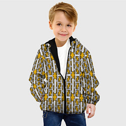 Куртка с капюшоном детская Жёлтые и белые кирпичики на белом фоне, цвет: 3D-черный — фото 2