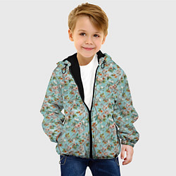 Куртка с капюшоном детская Паттерн цветочный из сирени, цвет: 3D-черный — фото 2