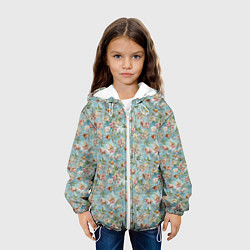 Куртка с капюшоном детская Сирень и цветочки, цвет: 3D-белый — фото 2
