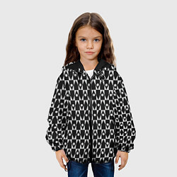 Куртка с капюшоном детская Чёрно-белые ромбы и круги на чёрном фоне, цвет: 3D-черный — фото 2
