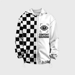 Куртка с капюшоном детская Content Warning шашечки, цвет: 3D-белый