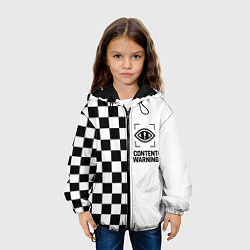 Куртка с капюшоном детская Content Warning шашечки, цвет: 3D-черный — фото 2