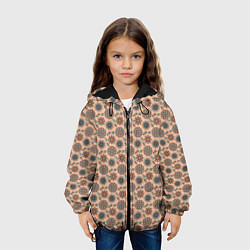 Куртка с капюшоном детская Цветочный узор в стиле бохо, цвет: 3D-черный — фото 2