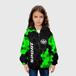 Куртка с капюшоном детская FAW green sport hexagon, цвет: 3D-черный — фото 2