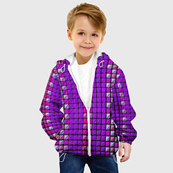 Куртка с капюшоном детская Фиолетовые плитки, цвет: 3D-белый — фото 2