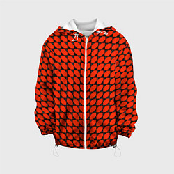 Куртка с капюшоном детская Красные лепестки шестиугольники, цвет: 3D-белый