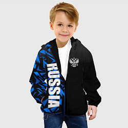 Куртка с капюшоном детская Россия - синяя абстракция, цвет: 3D-черный — фото 2