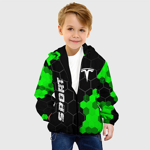Детская куртка Tesla green sport hexagon / 3D-Черный – фото 4