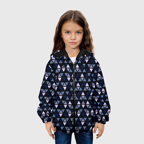 Детская куртка Чёрно-синий паттерн треугольники / 3D-Черный – фото 3