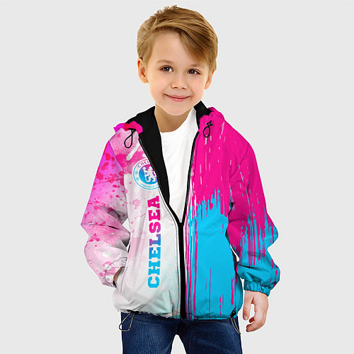 Детская куртка Chelsea neon gradient style по-вертикали / 3D-Черный – фото 4