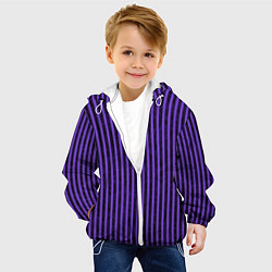 Куртка с капюшоном детская Полосатый яркий фиолетовый, цвет: 3D-белый — фото 2