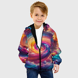 Куртка с капюшоном детская Водоворот ярких красок, цвет: 3D-черный — фото 2