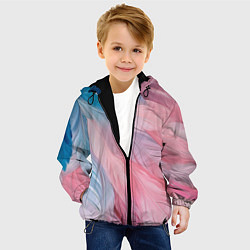 Куртка с капюшоном детская Пастельно-голубые и розовые перья, цвет: 3D-черный — фото 2