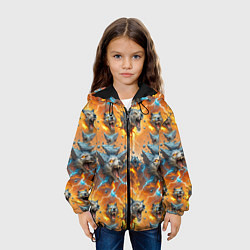 Куртка с капюшоном детская Волки и камни, цвет: 3D-черный — фото 2