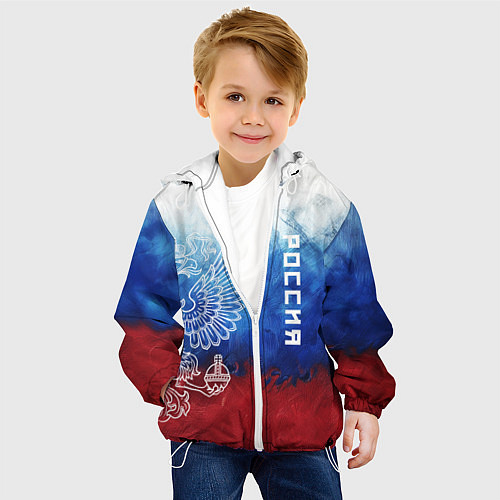 Детская куртка Герб России и флаг / 3D-Белый – фото 4