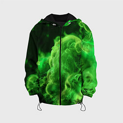 Куртка с капюшоном детская Зелёный густой дым - inferno green, цвет: 3D-черный
