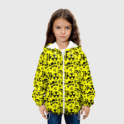 Куртка с капюшоном детская Опасные знаки со скелетами паттерн, цвет: 3D-белый — фото 2
