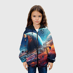 Куртка с капюшоном детская Космос фантастическая планета, цвет: 3D-черный — фото 2