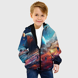 Куртка с капюшоном детская Космос фантастическая планета, цвет: 3D-черный — фото 2